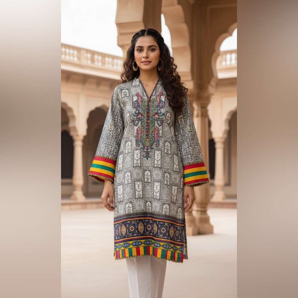 Multicolor Printed Shalwar Kameez XL NWOT